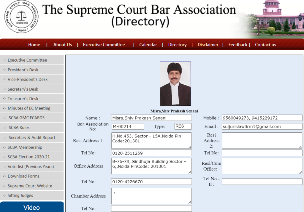 Shiv Prakash Mishra Senani, The supreme court bar association of india